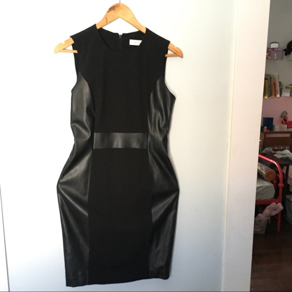calvin klein black leather dress